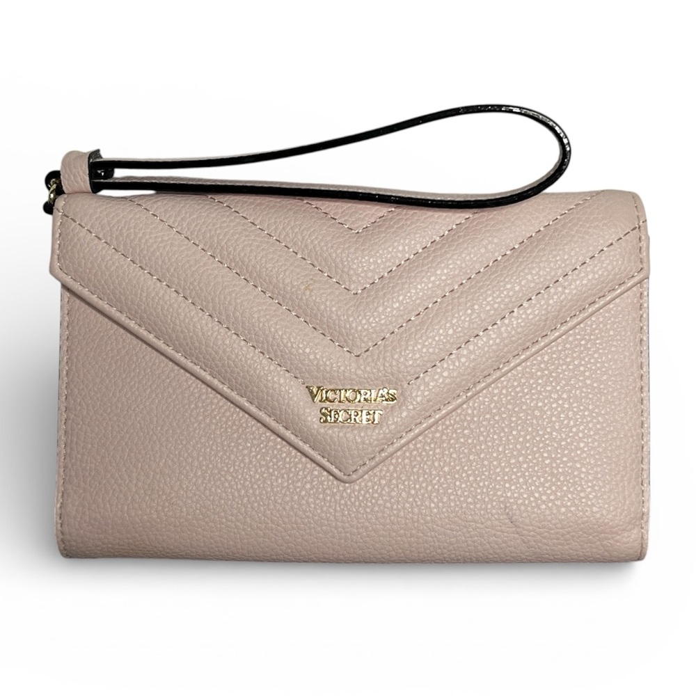 Victoria’s Secret Quilted Wristlet Wallet Blush Pink Envelope Clutch Organizer